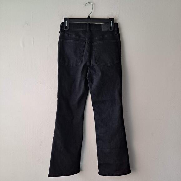 NWT Madewell Kick Out Crop Jeans Mid Rise Flare Leg Black Rinse Wash Size 27 - Picture 6 of 16